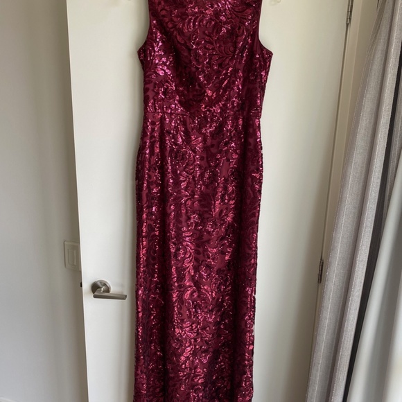 Eliza J Burgundy Sequin Gown - Picture 3 of 6